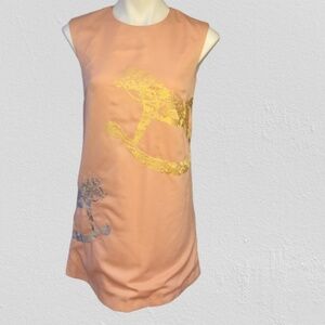 Migaino embroidered horse dress peach sleeveless shift M